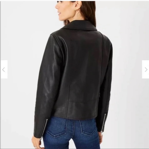 Ann Taylor Black Pebbled Leather Moro Jacket in Size 8, New, never worn - Picture 3 of 6